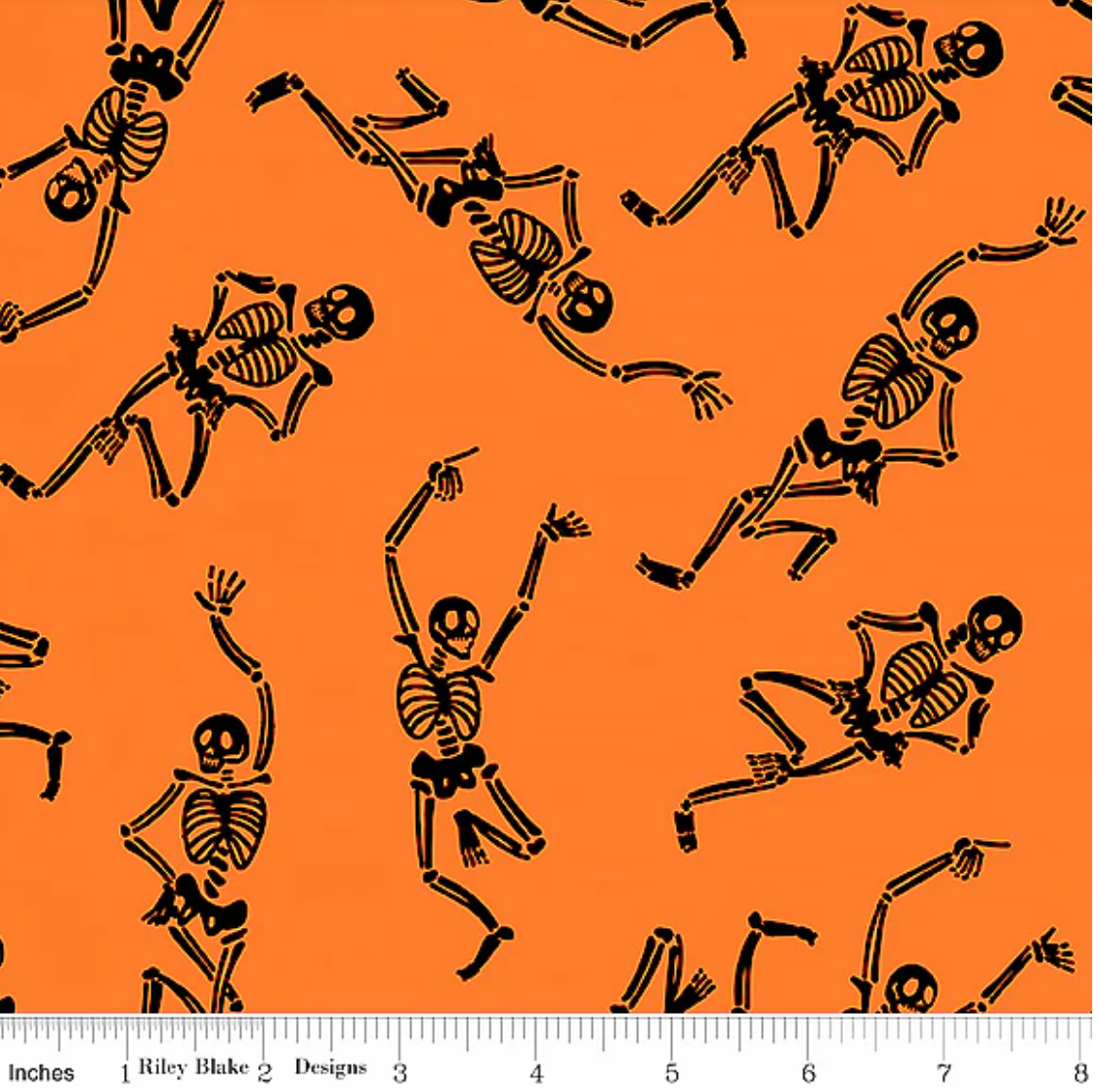 Monthly Placemats Skeletons Orange by Riley Blake by the yard