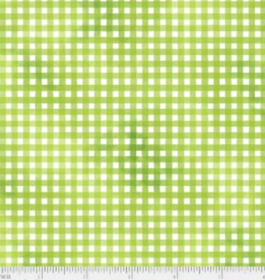 Sunflower Field Green and White Check by P&B Textiles by the yard