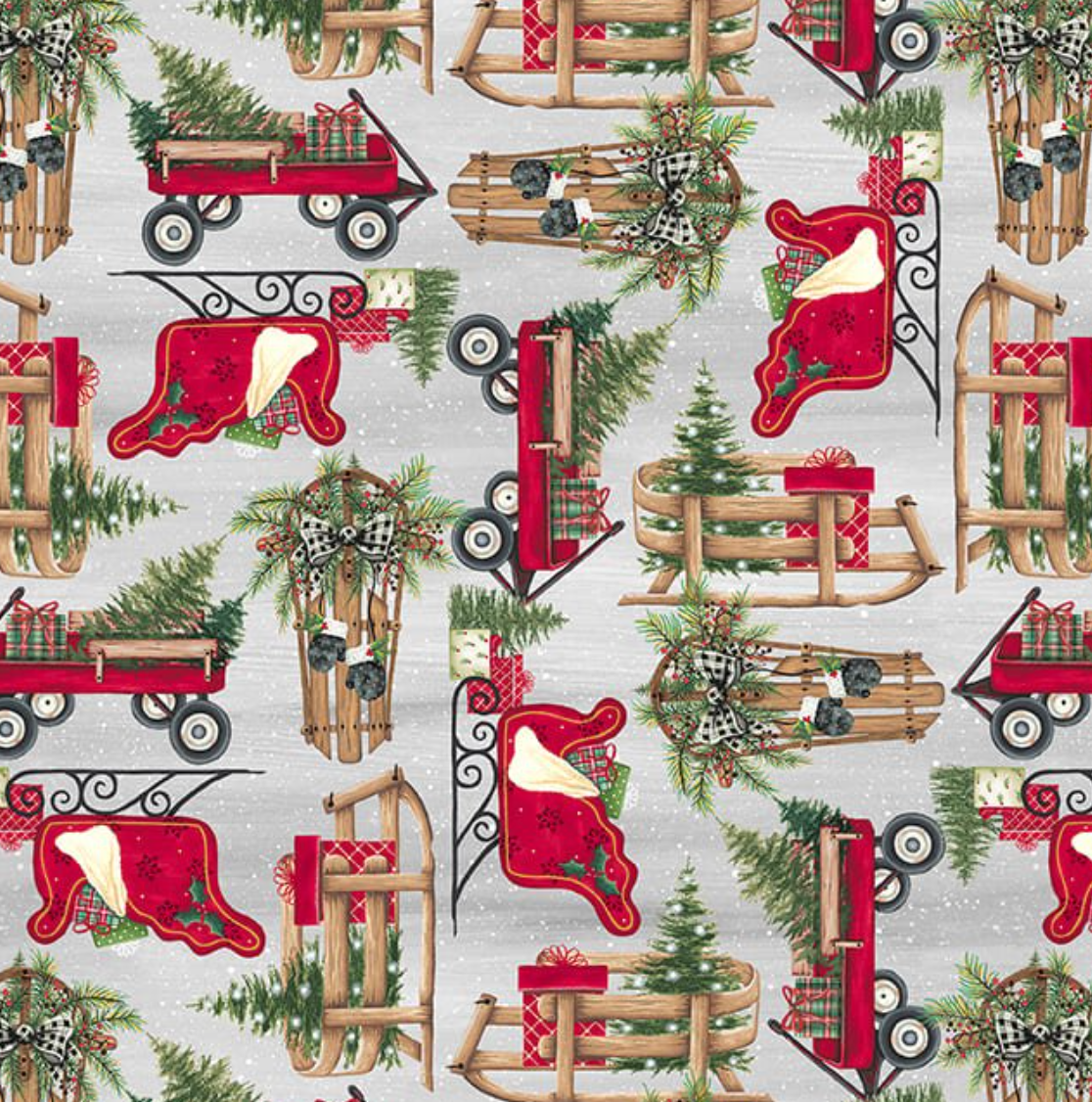 It's Christmas Time Red Sleds 3470 88 by Blank by the yard