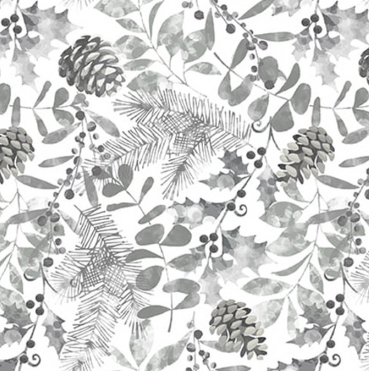 Holiday Style Gray Winter Foliage 3397 90 by Blank by the yard