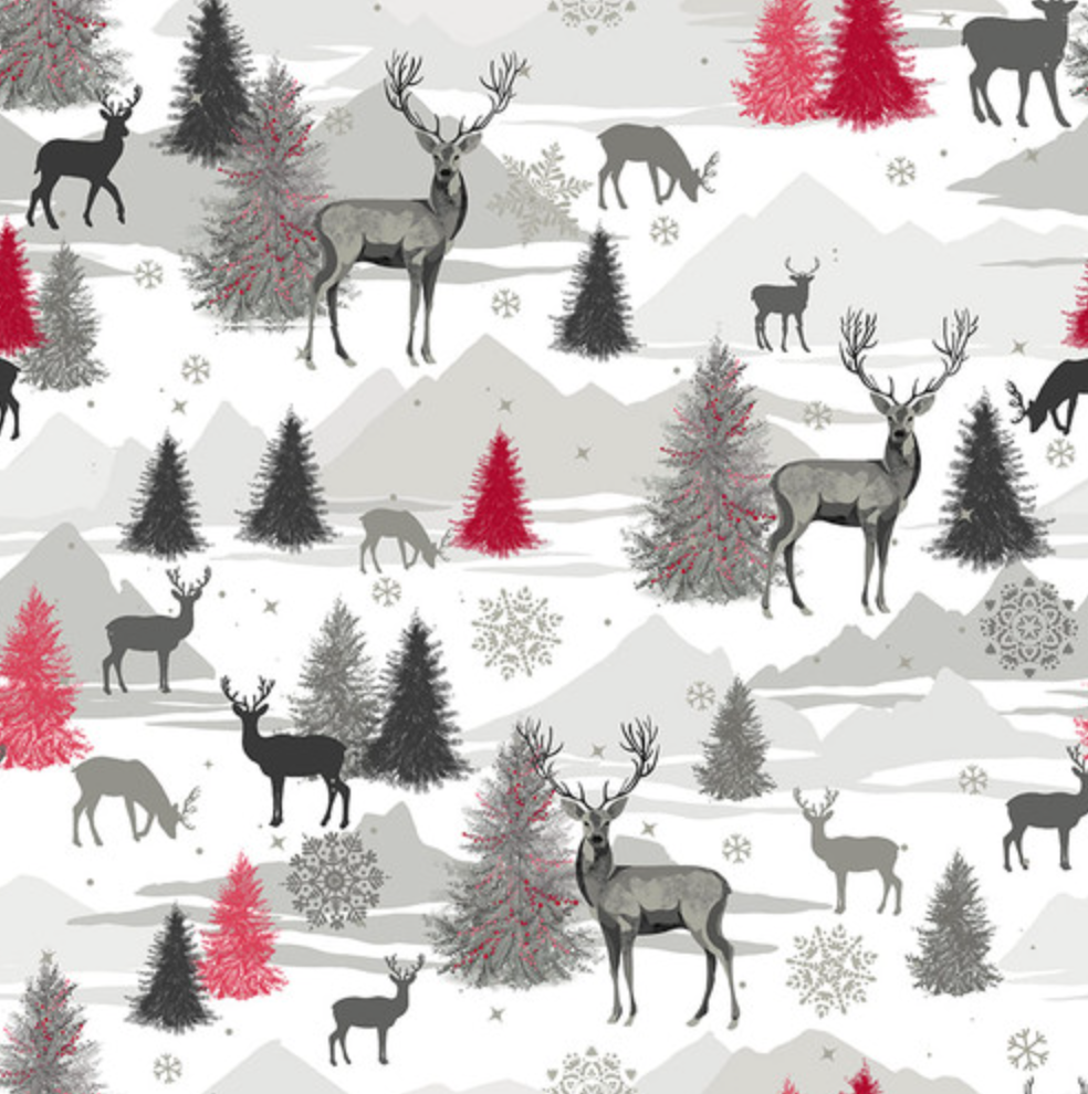 Holiday Style Deer Scene 3389 90 by Blank by the yard