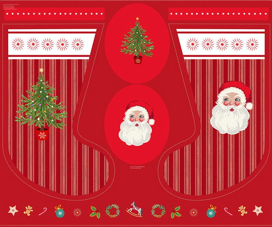 Lewis and Irene Oh Christmas Santa Stocking Panel