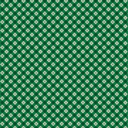 Lewis and Irene Oh Christmas Tree Snowflake Green Gingham by the yard