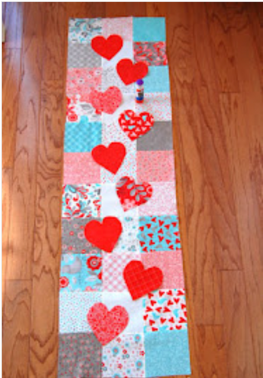 Beginner Appliqué Class: Valentine’s Day Table Runner  Saturday January 25, 10:30-4pm, All Supplies Included!