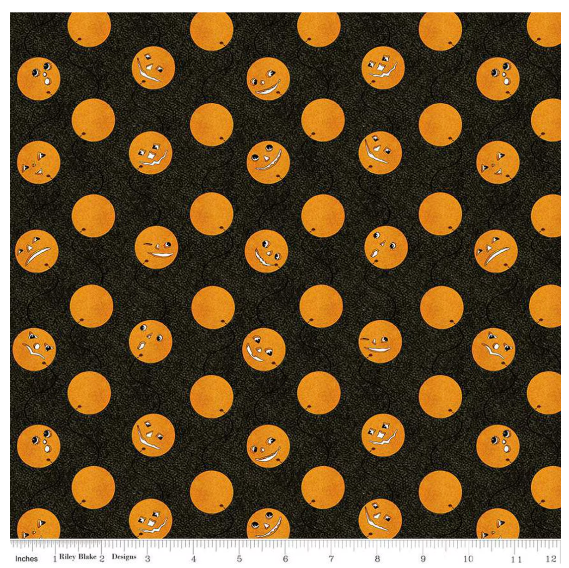 Costume Maker's Act II Jack-O-Lantern Balloons Black Riley Blake, by the yard