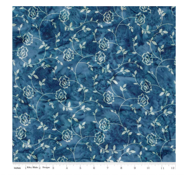 Expressions Batiks Rosarium Sew Soft Rayon Stone Blue by the yard