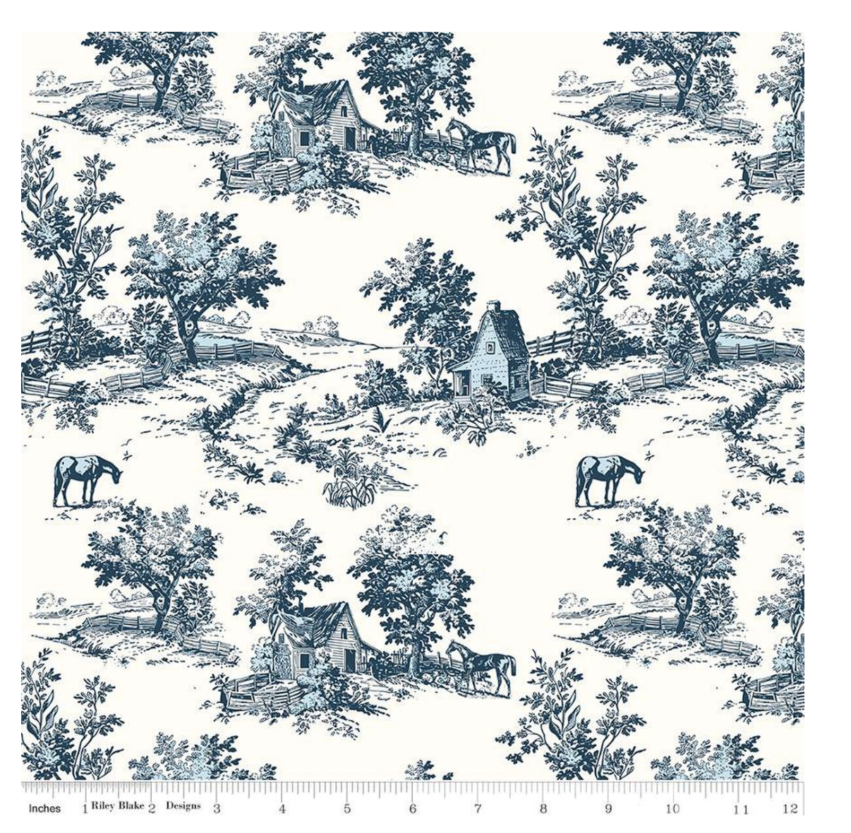 Bluegrass Charm Toile Navy from Riley Blake by the yard