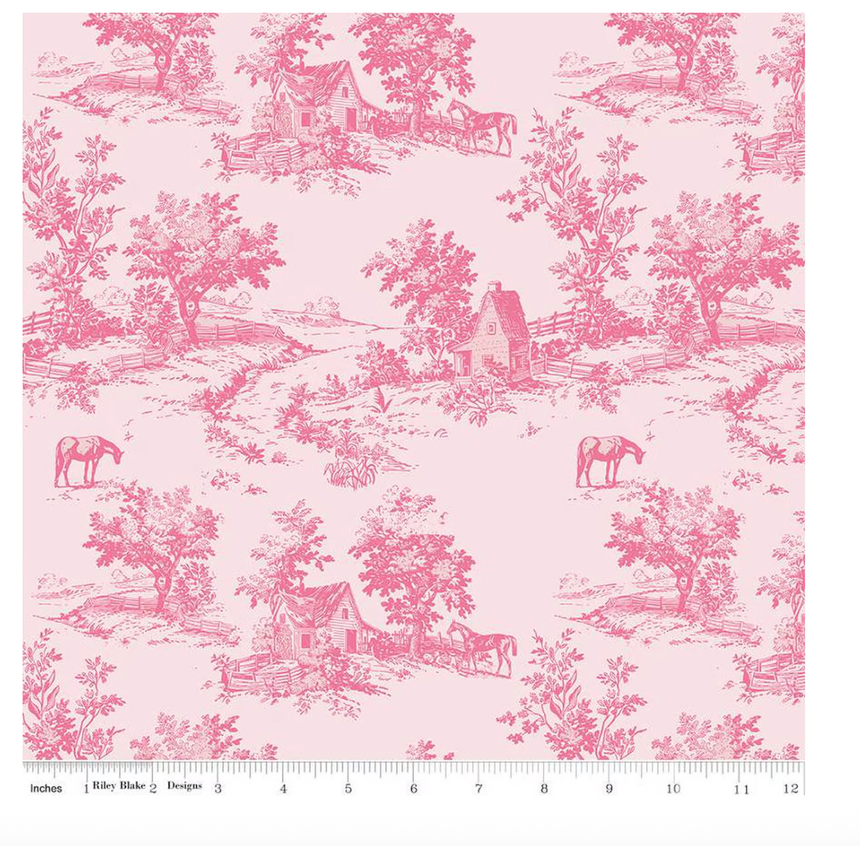 Bluegrass Charm Toile Pink from Riley Blake by the yard