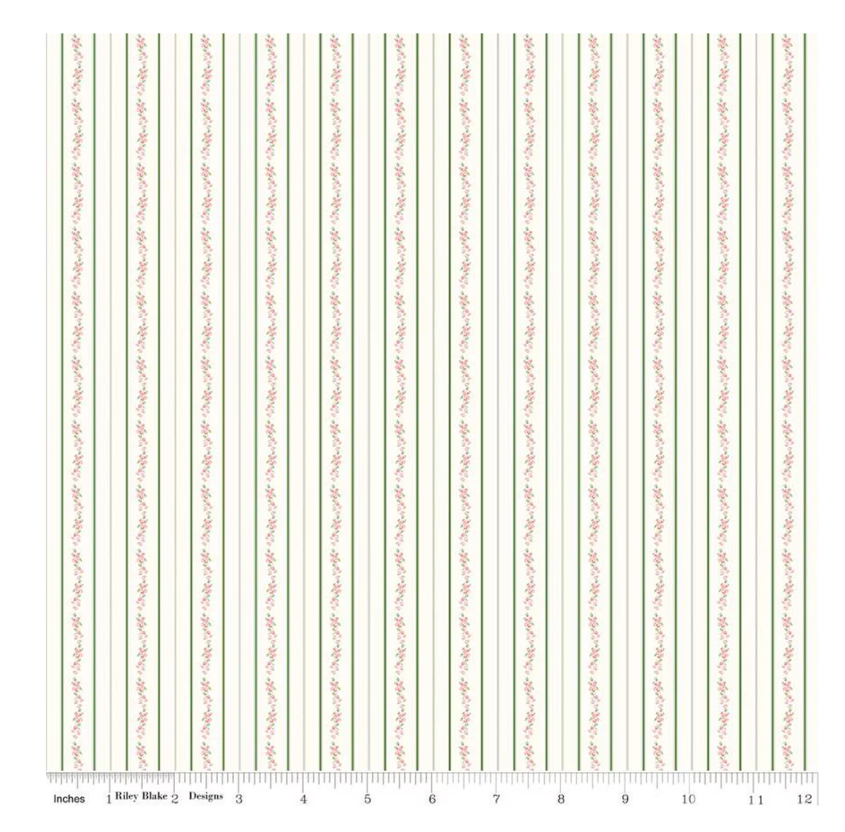 Bluegrass Charm Floral Stripe Green from Riley Blake by the yard