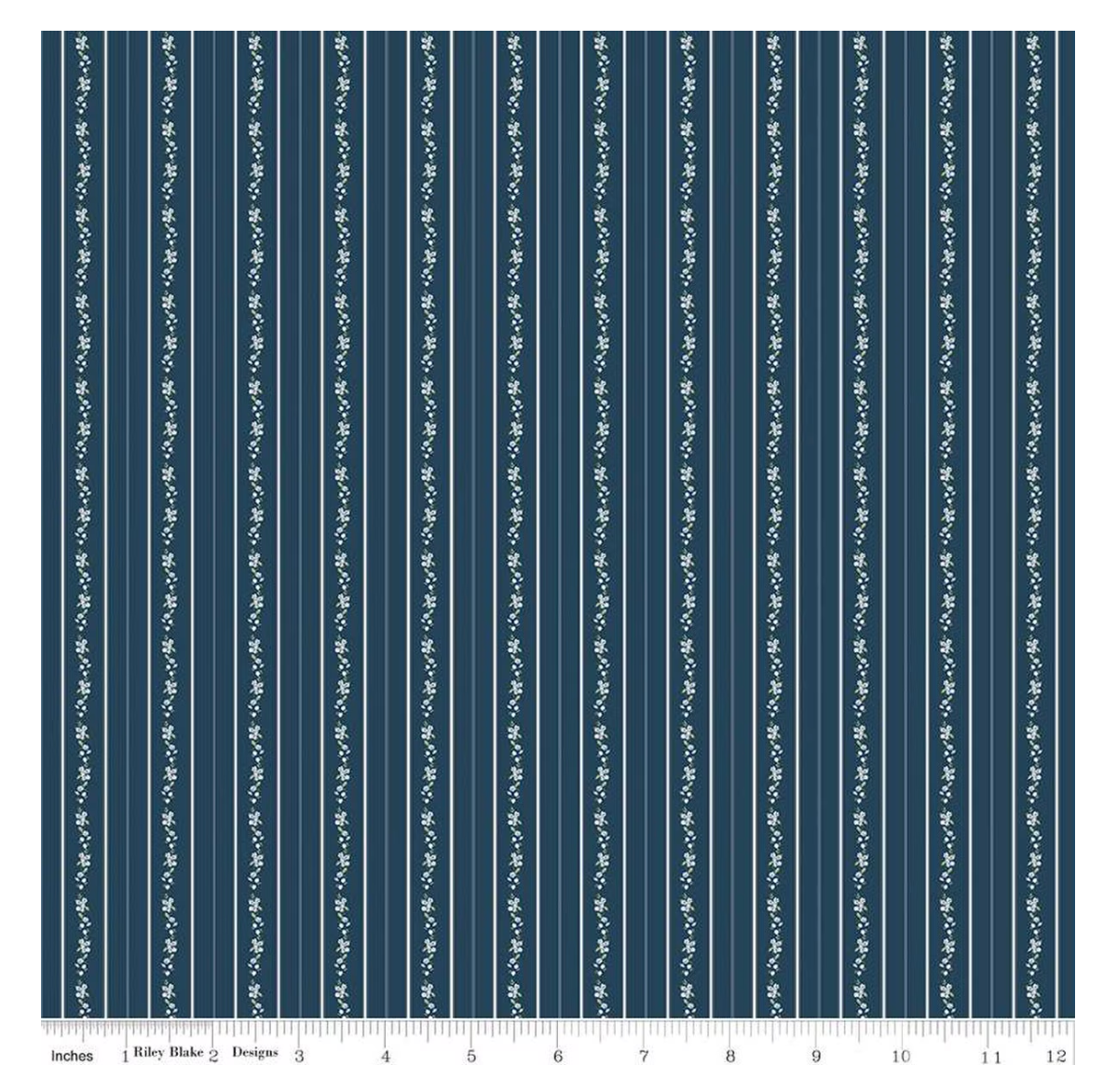Bluegrass Charm Floral Stripe Navy from Riley Blake by the yard
