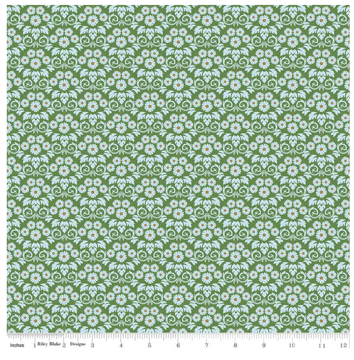 Bluegrass Charm Damask Green from Riley Blake by the yard