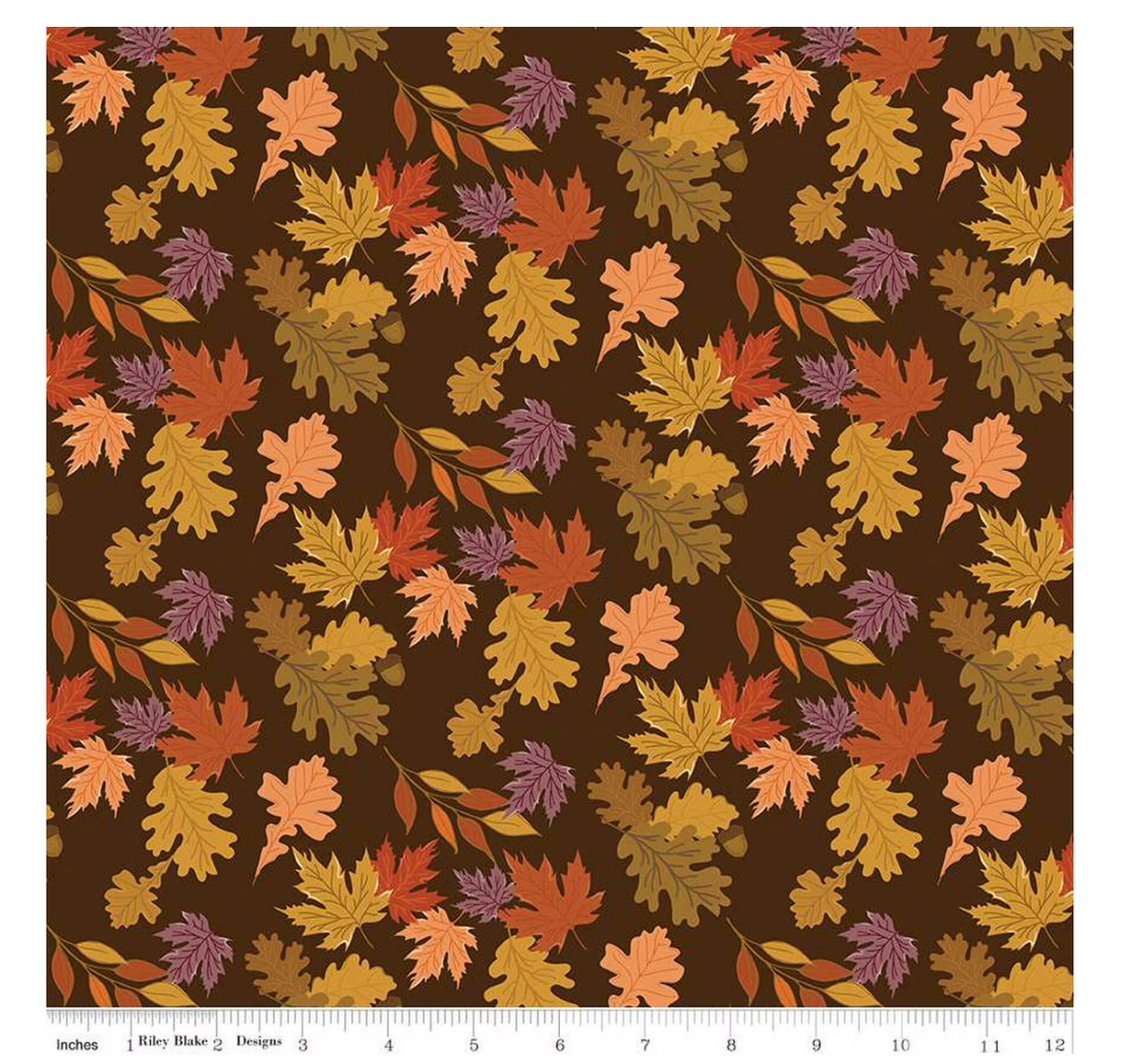 The Awe of Autumn Leaves Brown by the yard from Riley Blake