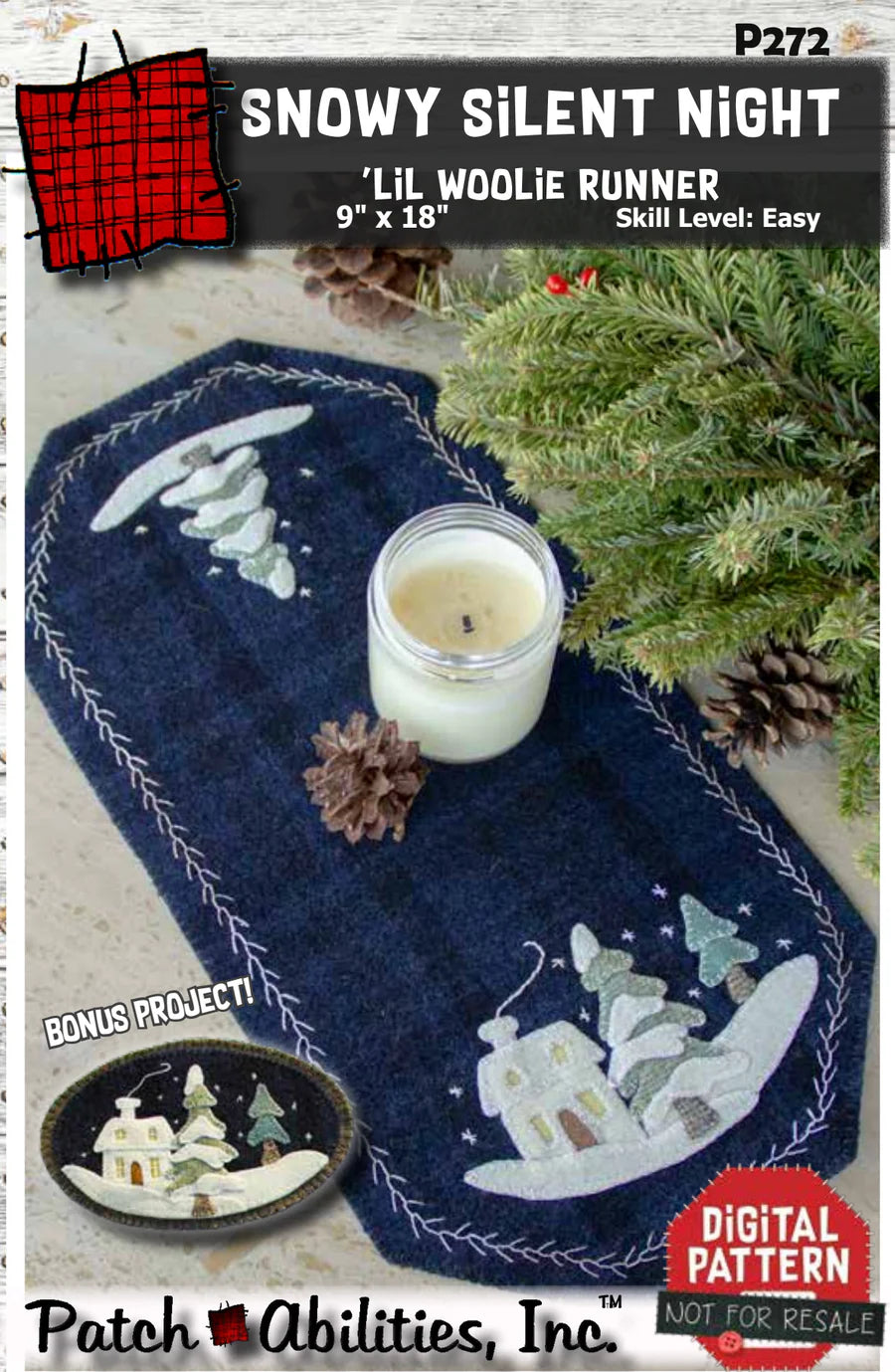 Snowy Silent Night 'lil Woolie Runner Printed Pattern Packet