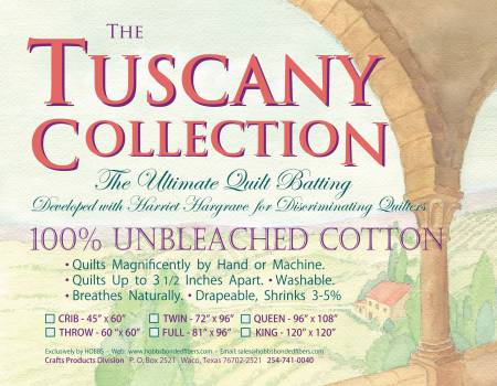 Batting Tuscany Unbleached Cotton 60in x 60in Throw