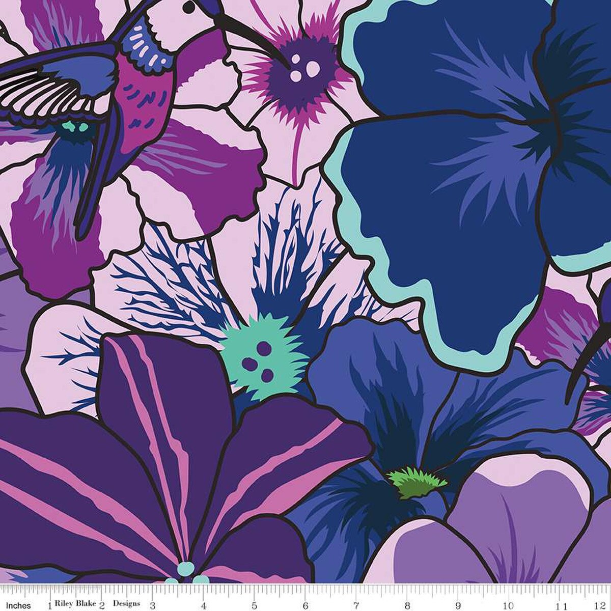 Wide Backing Botanic Blast Pansies Purple from Riley Blake by the yard