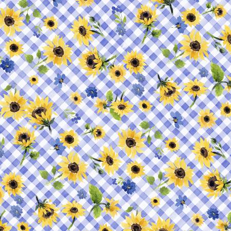 Periwinkle Sunflower Bouquets Digital Floral Check