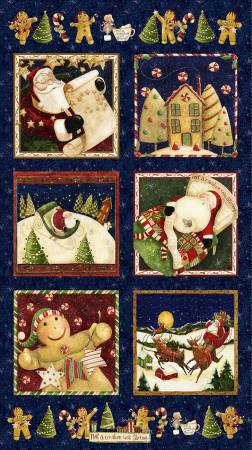 Light Navy Gingerbread Christmas Digital 24in Panel