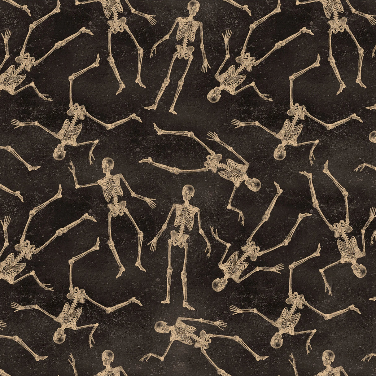 Black Gothic Halloween Digital Skeletons by the yard