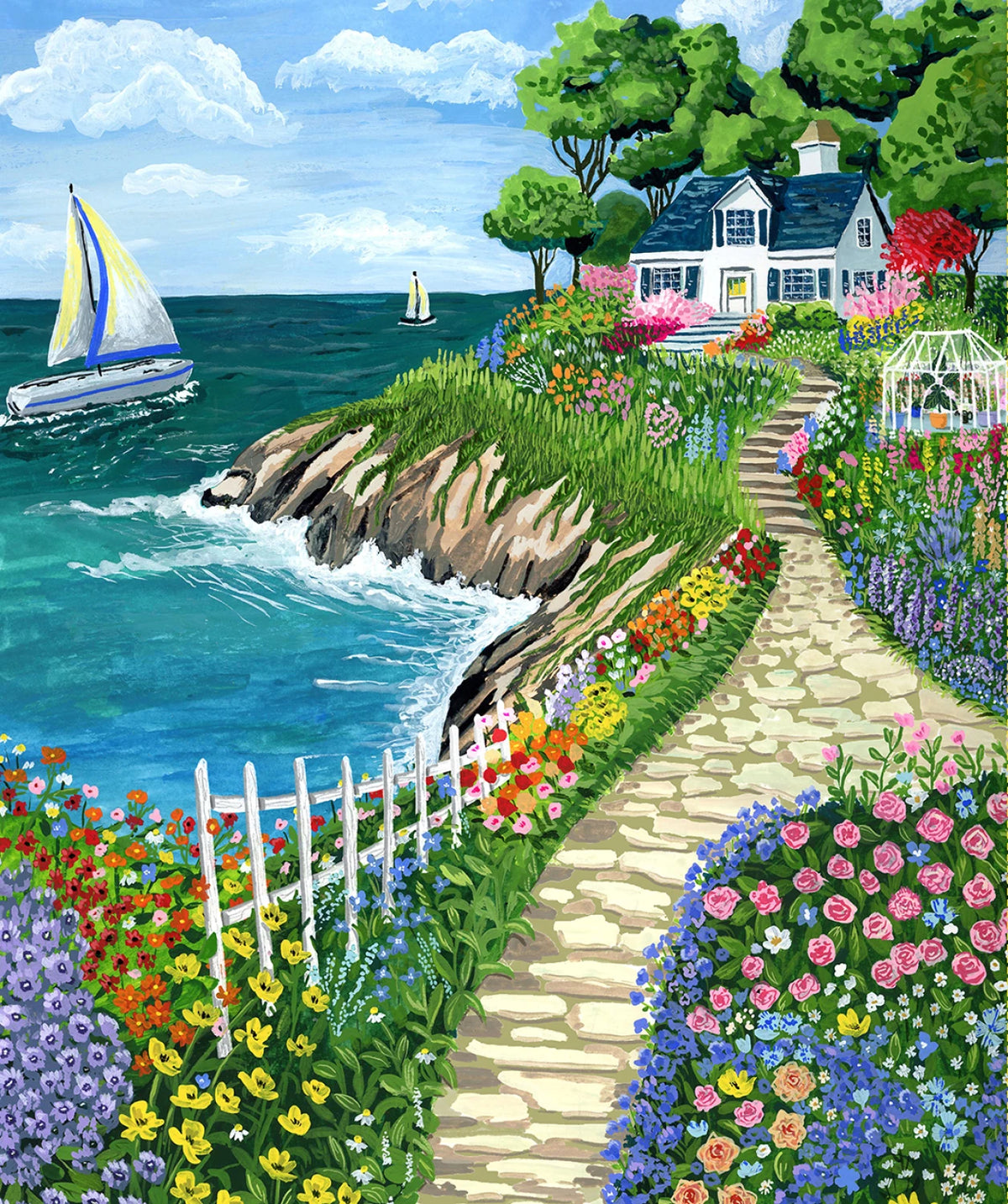 Multi Color Cottage Dreams Digital 36" Panel