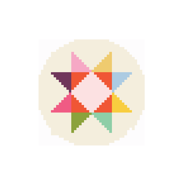 Quilt Star Round 2.25" round Mini Needlepoint Canvas