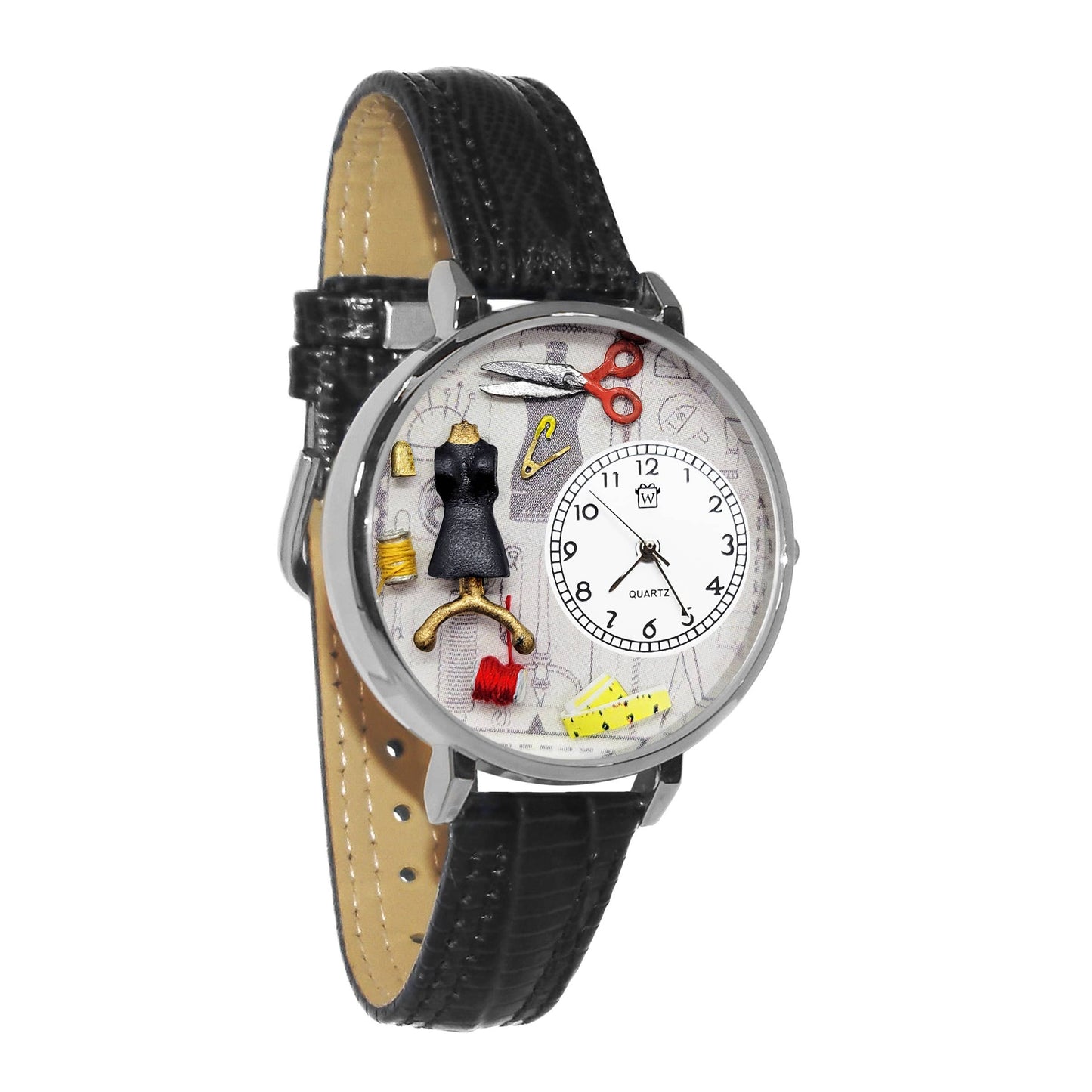 Fashion Designer | Sewing 3D Watch | Gold or Silver Finish: Silver Finish Black Band