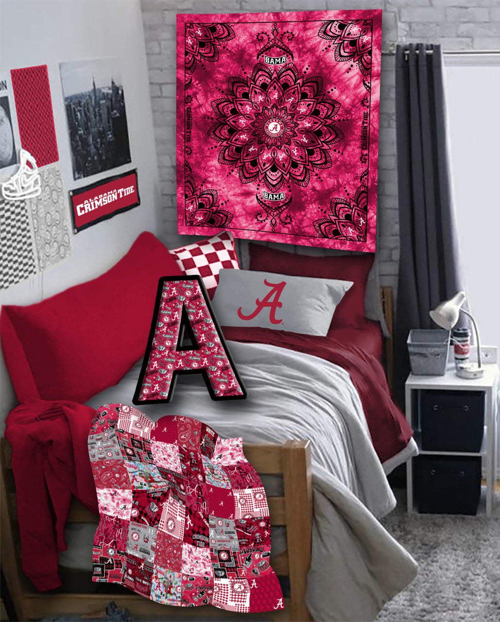 Officially Licensed Minky Fleece Alabama Crimson Tide Wall Tapestry and Throw Blanket-48" x 56"