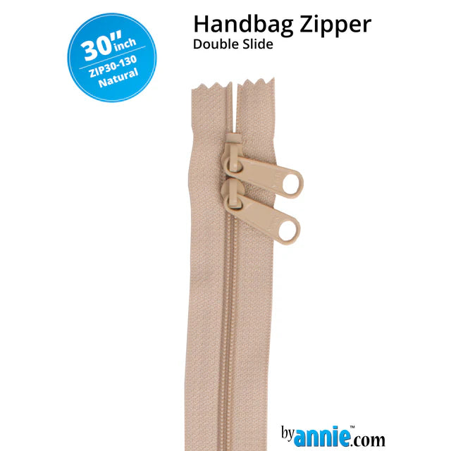 30" Double Slide Zipper - Natural