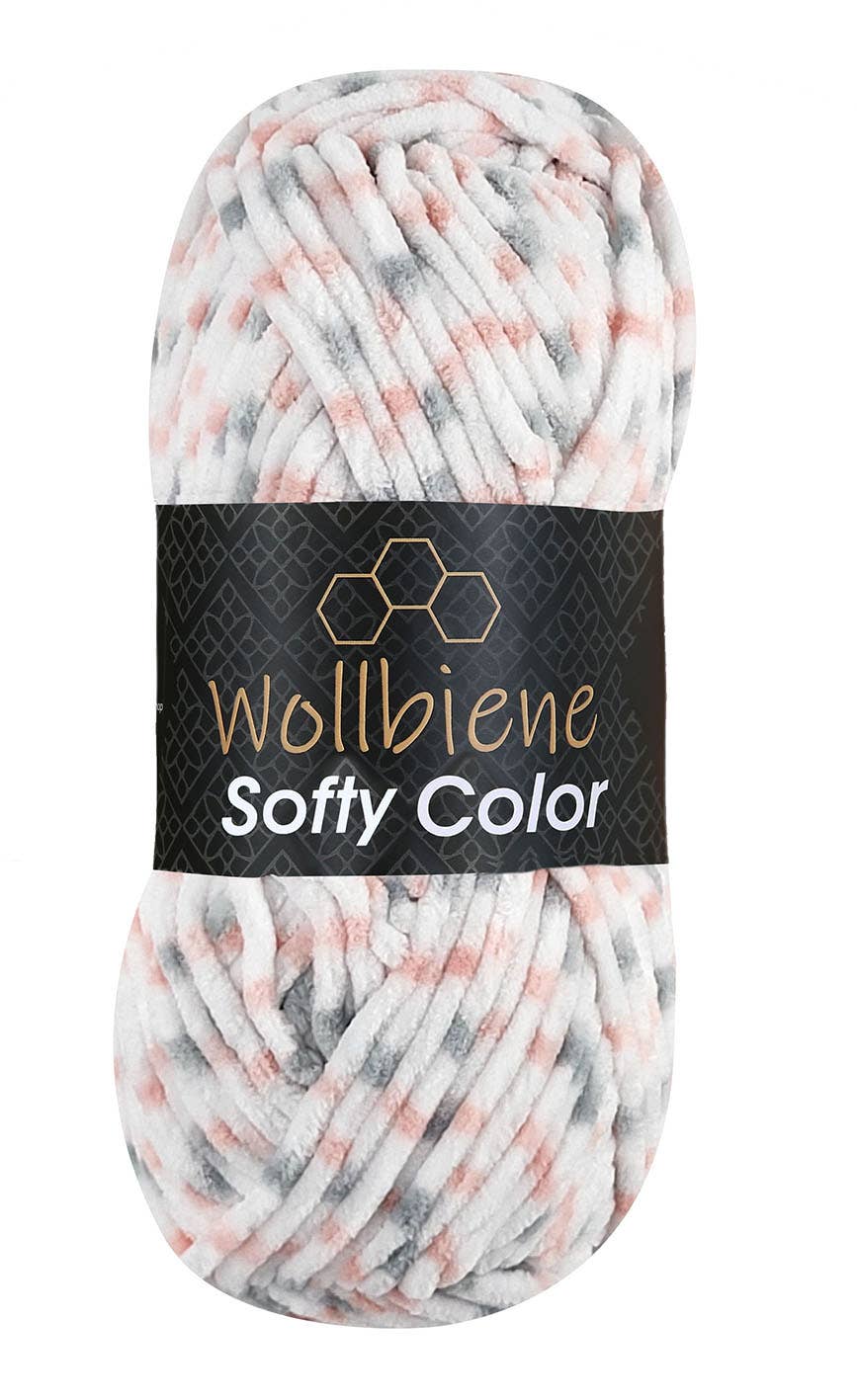 Softy Color Chenille Wool 100gr Coloured Knitting Hobby DIY: Purple grey pink turkis 118