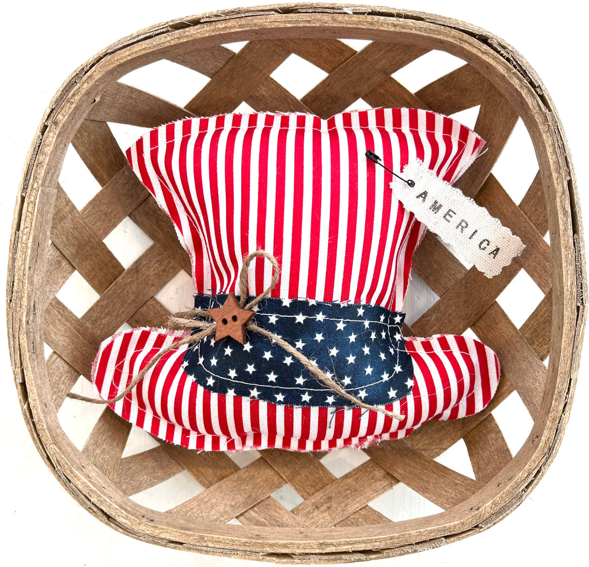 Rustic Fabric Mini 4th of July Hat | Home Decor