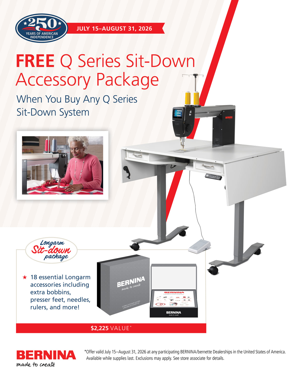 BERNINA Q 16 Plus with Adjustable Foldable table Free Gifts with purchase through 8/31/2026