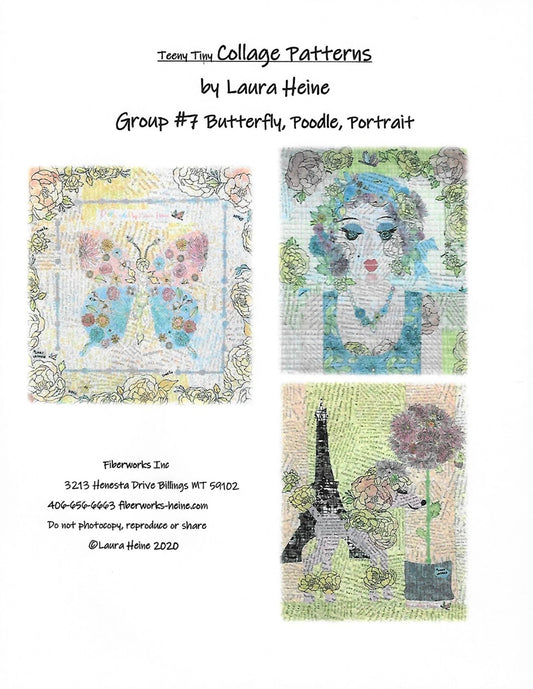 Butterfly, Poodle, and Portrait Teeny Tiny Collage Printed Pattern by Laura Heine