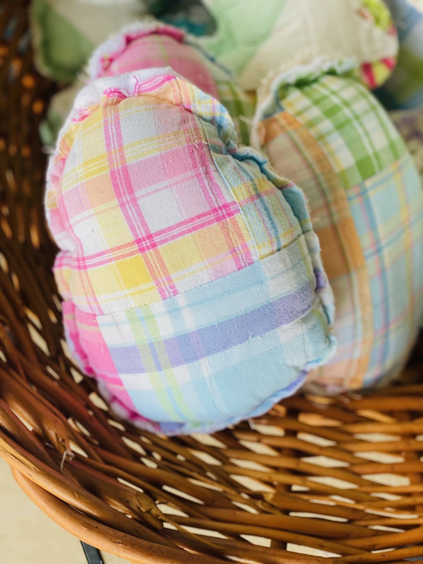 Vintage Fabric Easter Eggs made from upcycled quilts