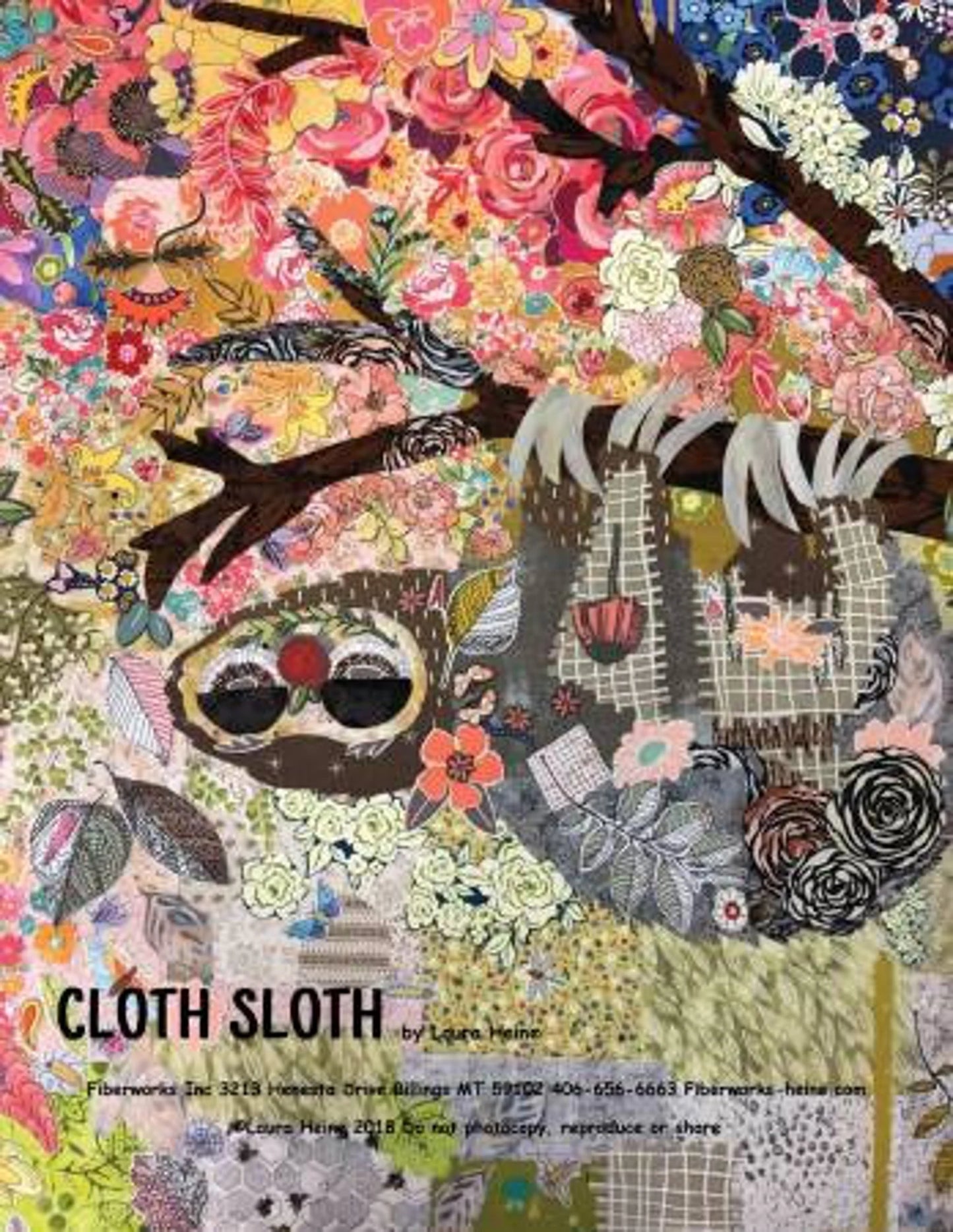 Cloth Sloth Collage Printed Pattern by Laura Heine