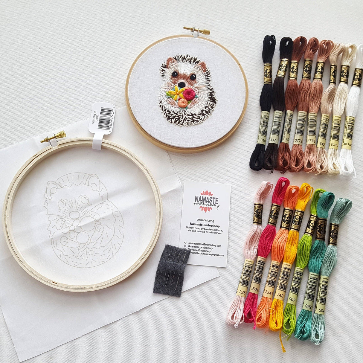 Hedgehog Embroidery Kit: Floss Card