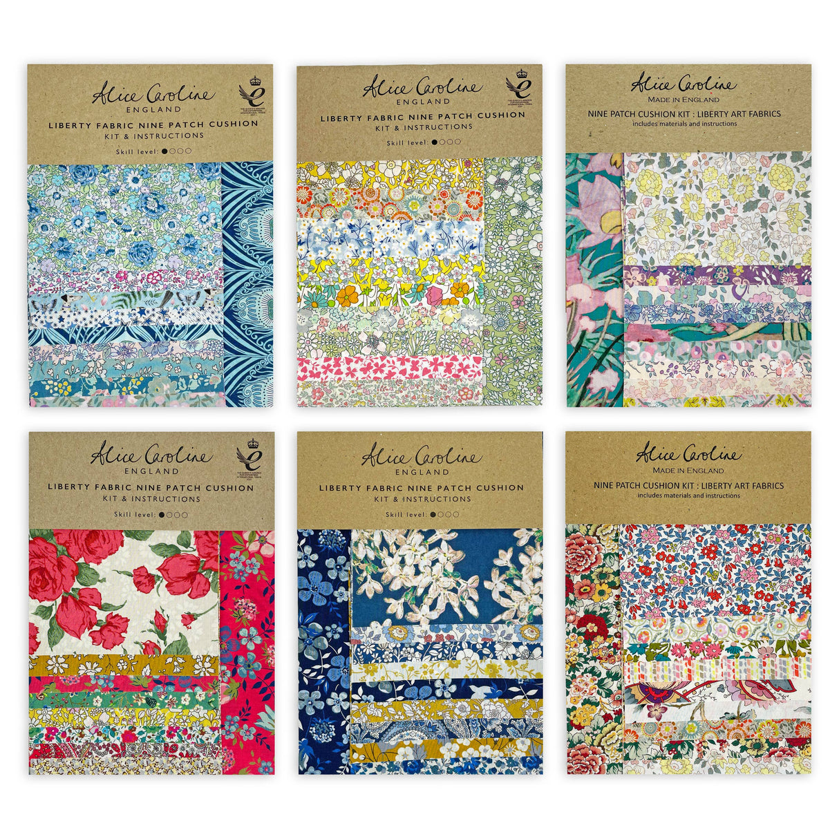 Liberty Tana Lawn Fabric Mixed Colours 9 Patch Cushion Kit from Alice Caroline