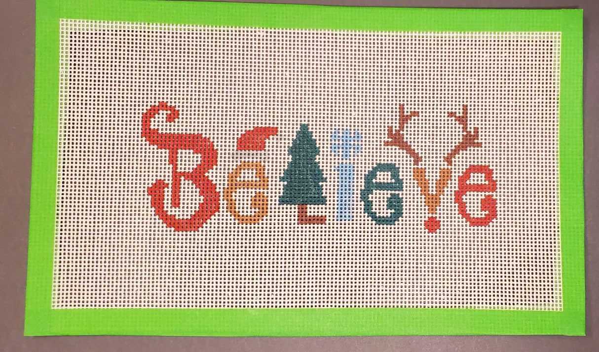 Christmas Believe needlepoint hand painted canvas