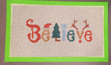 Christmas Believe needlepoint hand painted canvas