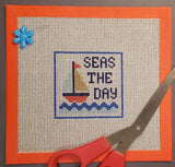 Coastal boat needlepoint hand painted canvas 14 mesh