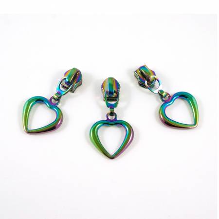 Emmaline Bags Size # 5 Emmaline Slider Hollow Heart Dangle Rainbow 10 Pack