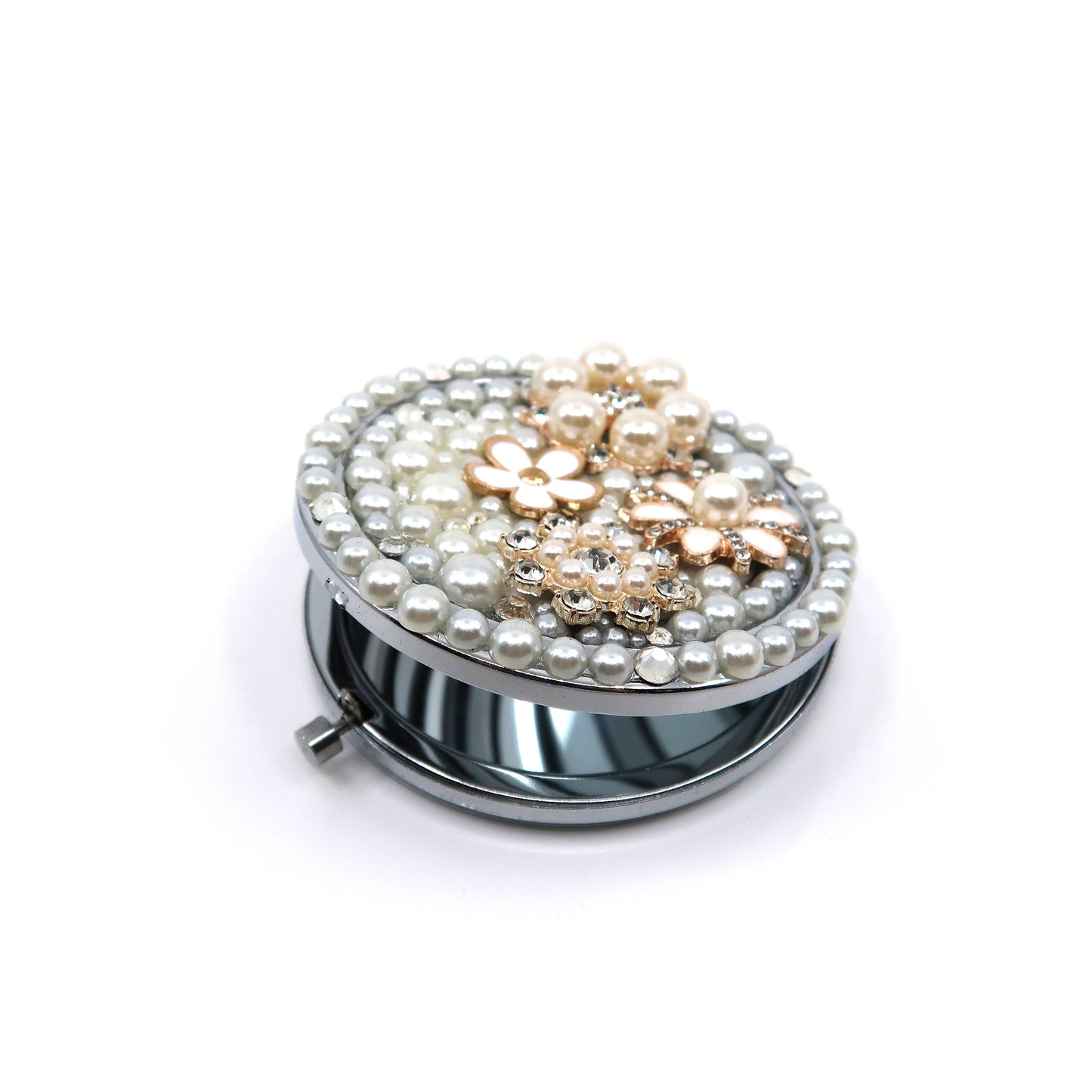 FLOWER PEARL CHARM HAND MIRROR