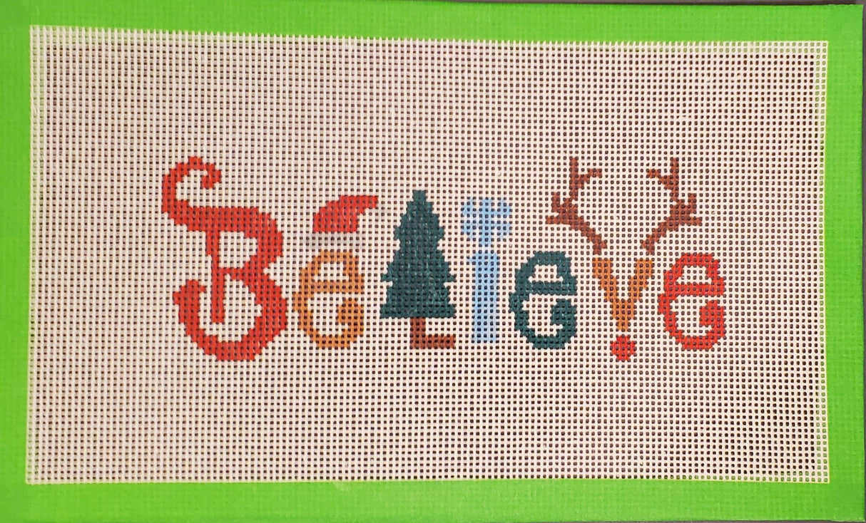 Christmas Believe needlepoint hand painted canvas