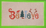Christmas Believe needlepoint hand painted canvas