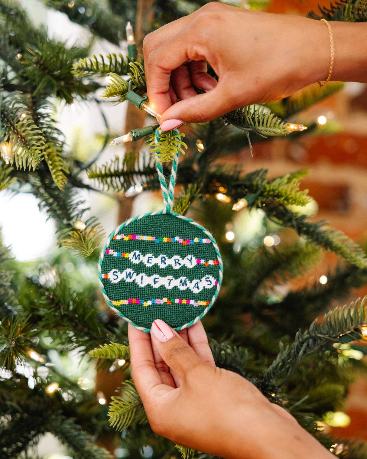 Needlepoint Ornament - Friendship Bracelet, Finished Product