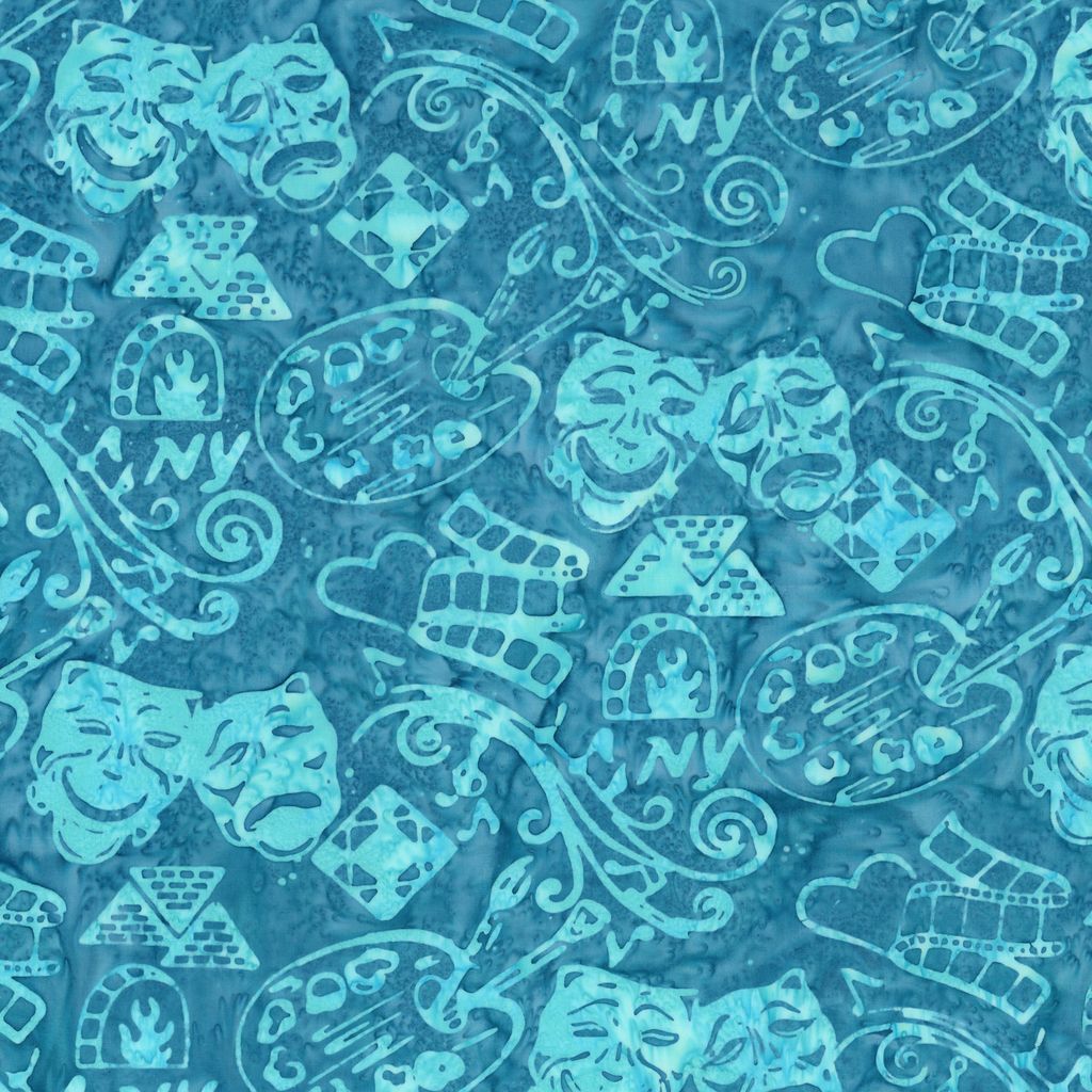 All New York Shop HopIcons Ocean Blue  from Riley Blake, by the yard