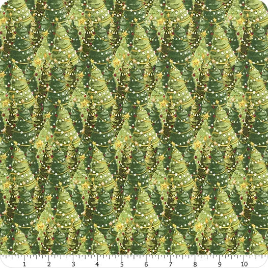 Gingerbread Christmas Green Trees Yardage