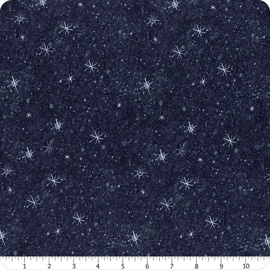 Gingerbread Christmas Light Navy Stars Yardage