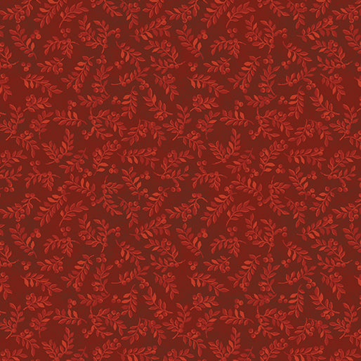 Benartex Fabrics American Spirit - Harvest Berry Leaves Red by the yard