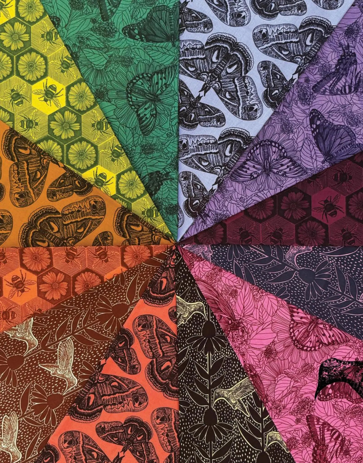 Anna Maria Parry Indelible Ink Tile Pack, 10" Squares, Northcott Fabric, Bee Moth, Layer Cake,