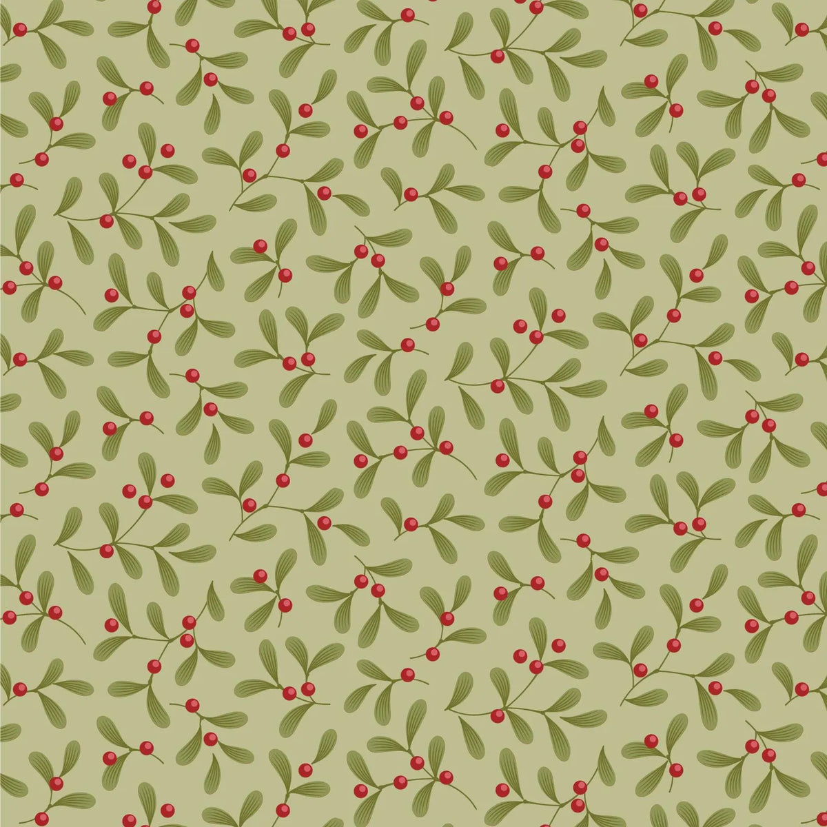 Pre Order Tilda MERRY LITTLE CHRISTMAS Mistletoe Pistachio  from TILDA by the yard PREORDER — Expected availability: July 2027.