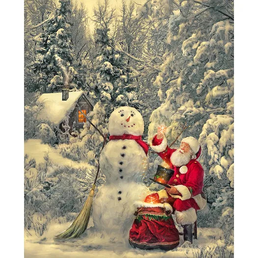 A Nostalgic Christmas Digitally Printed Frosty's Magic Hat Quilt Panel